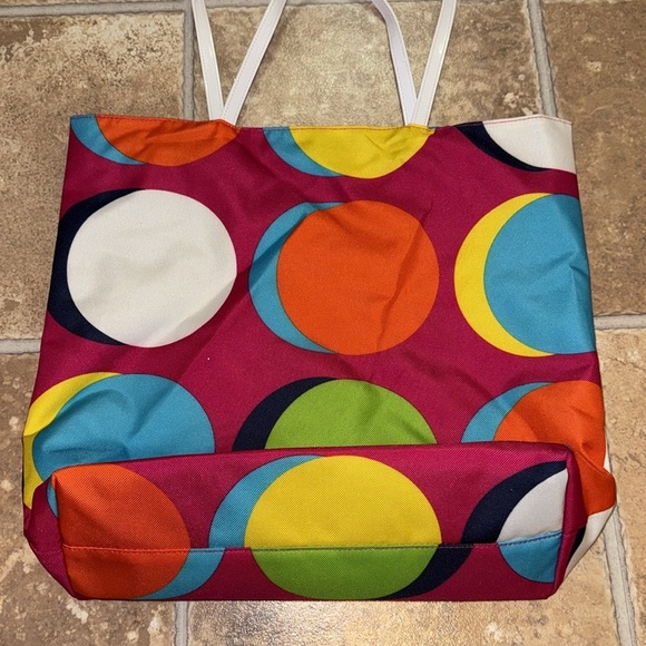Estee Lauder Lisa Perry Tote Beach Bag Bright Multicolor 14”x16” Skincare/Makeup - Picture 2 of 12